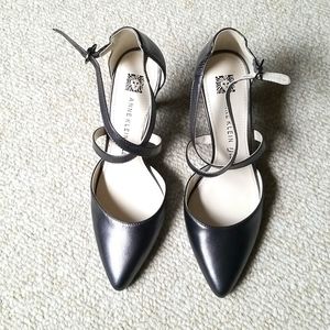 Anne Klein Leather iflex Ankle Strap Heels Pumps, Comfy Rubber Sole.Size…